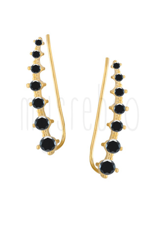 Kolczyki climbers z czarnymi cyrkoniami