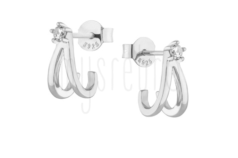 Kolczyki z ramionami z cyrkonią