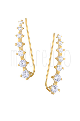 Kolczyki climbers z białymi cyrkoniami