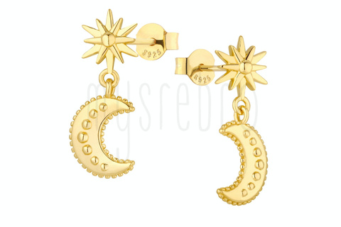Kolczyki gwiazdka i księżyc