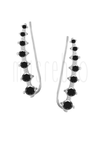 Kolczyki climbers z czarnymi cyrkoniami